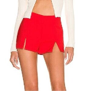 Superdown Jene High Waist Bright Red Women's Split Mini Shorts size Medium